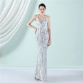 Sequin Slip Fishtail Evening Gown