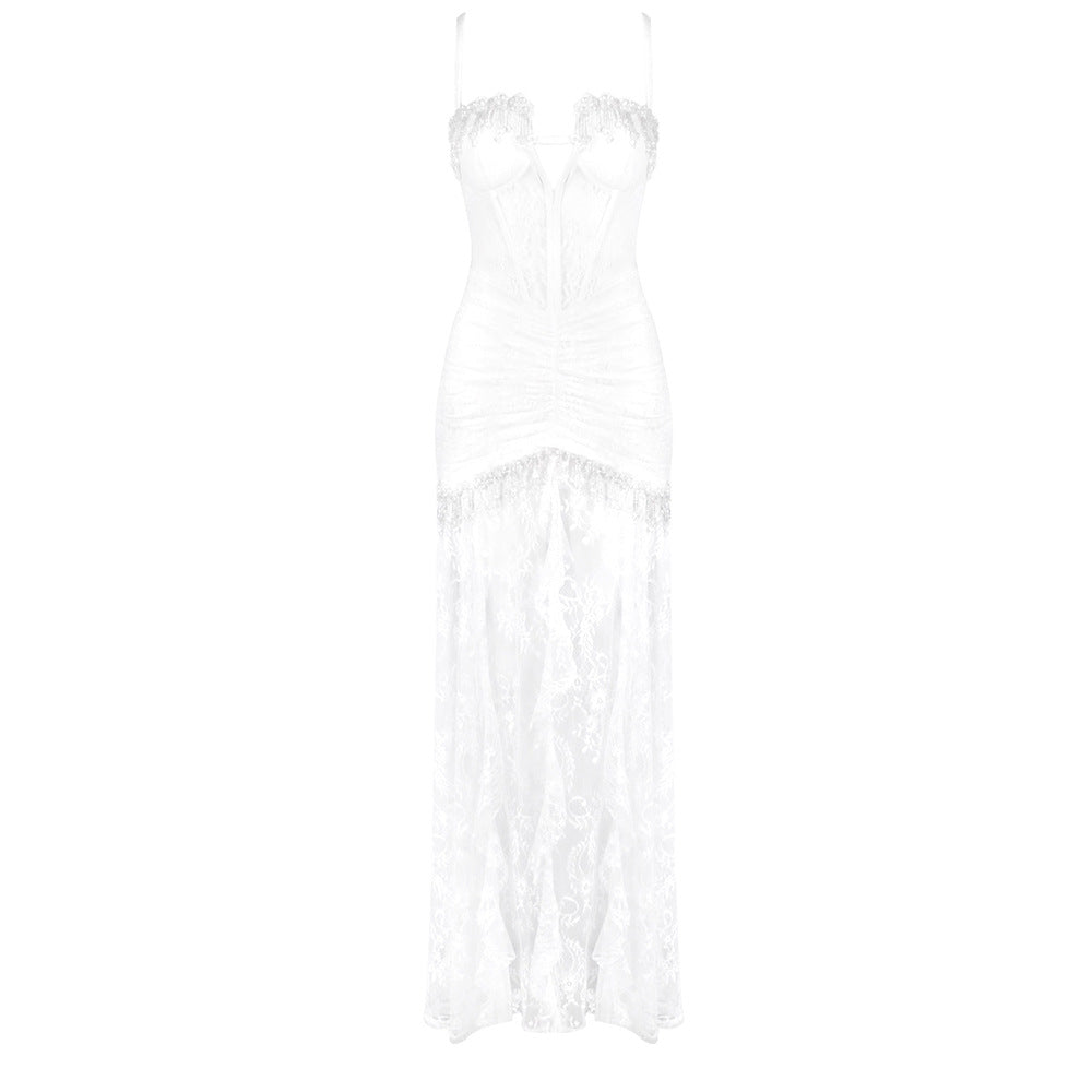 Off-Shoulder Lace Tube Top Wedding Dress