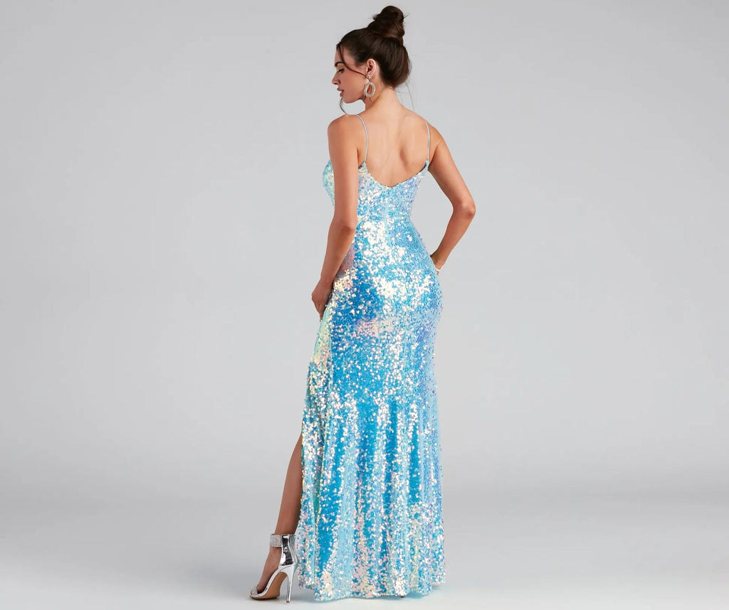 Sequin Split Bridesmaid Dress