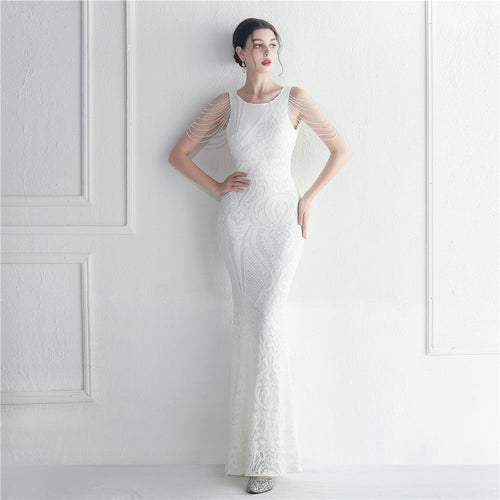 Backless Sequin Star Prom Dress