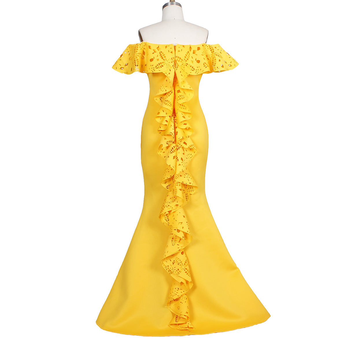 Off-Shoulder Ruffled Fishtail Bridesmaid Dress