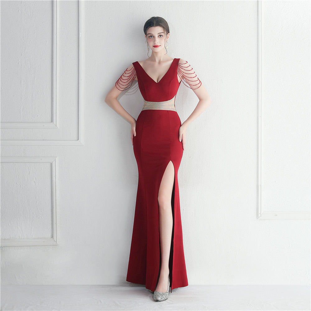 Rhinestone Star Beaded Evening Dress