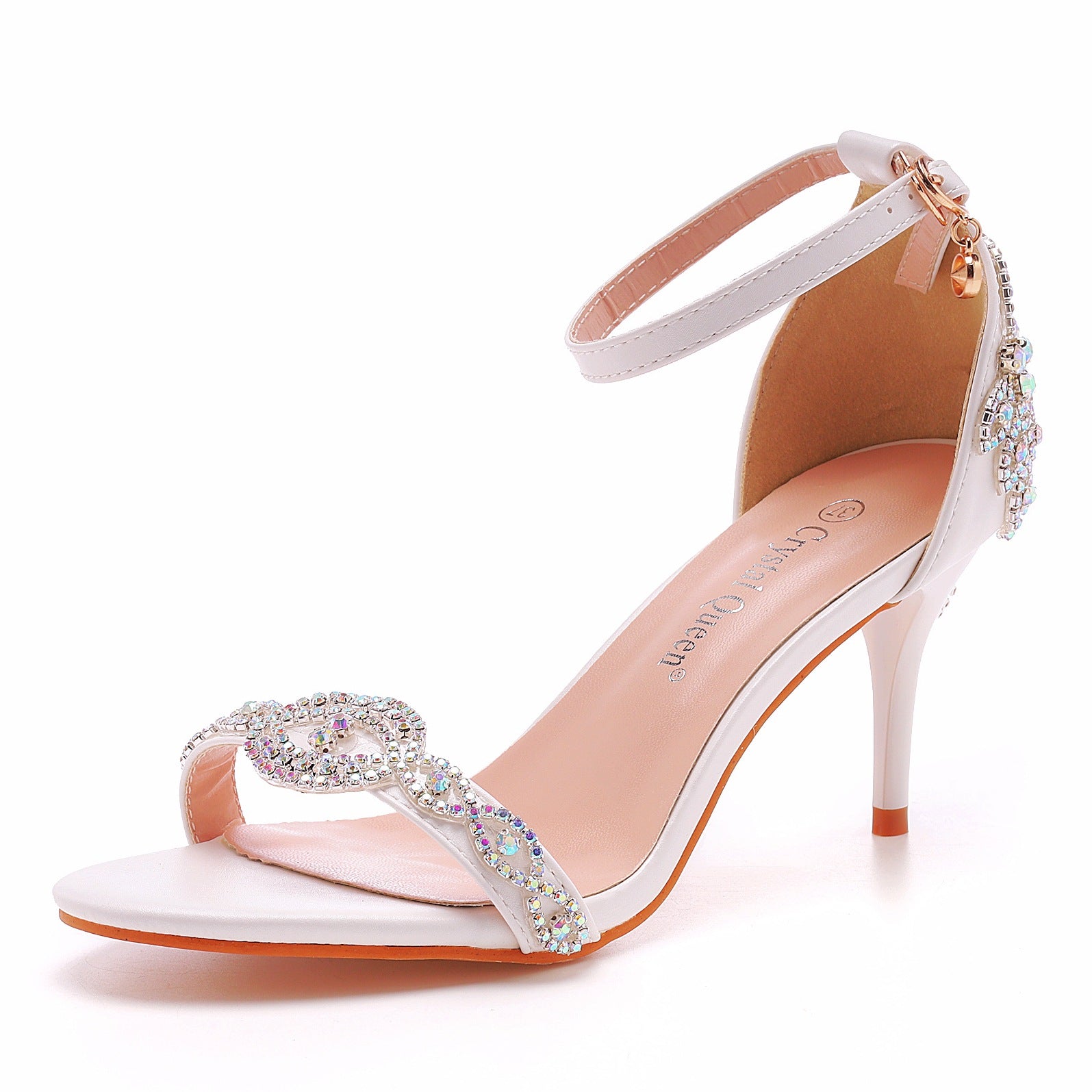New Wedding Shoe Buckle with Pearl Sandals for Women's Sexy Open toed Party Nachtclub Stripping Shoes Steel Pipe Dance Shoes