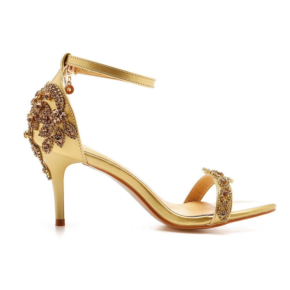 New Wedding Shoe Buckle with Pearl Sandals for Women's Sexy Open toed Party Nachtclub Stripping Shoes Steel Pipe Dance Shoes
