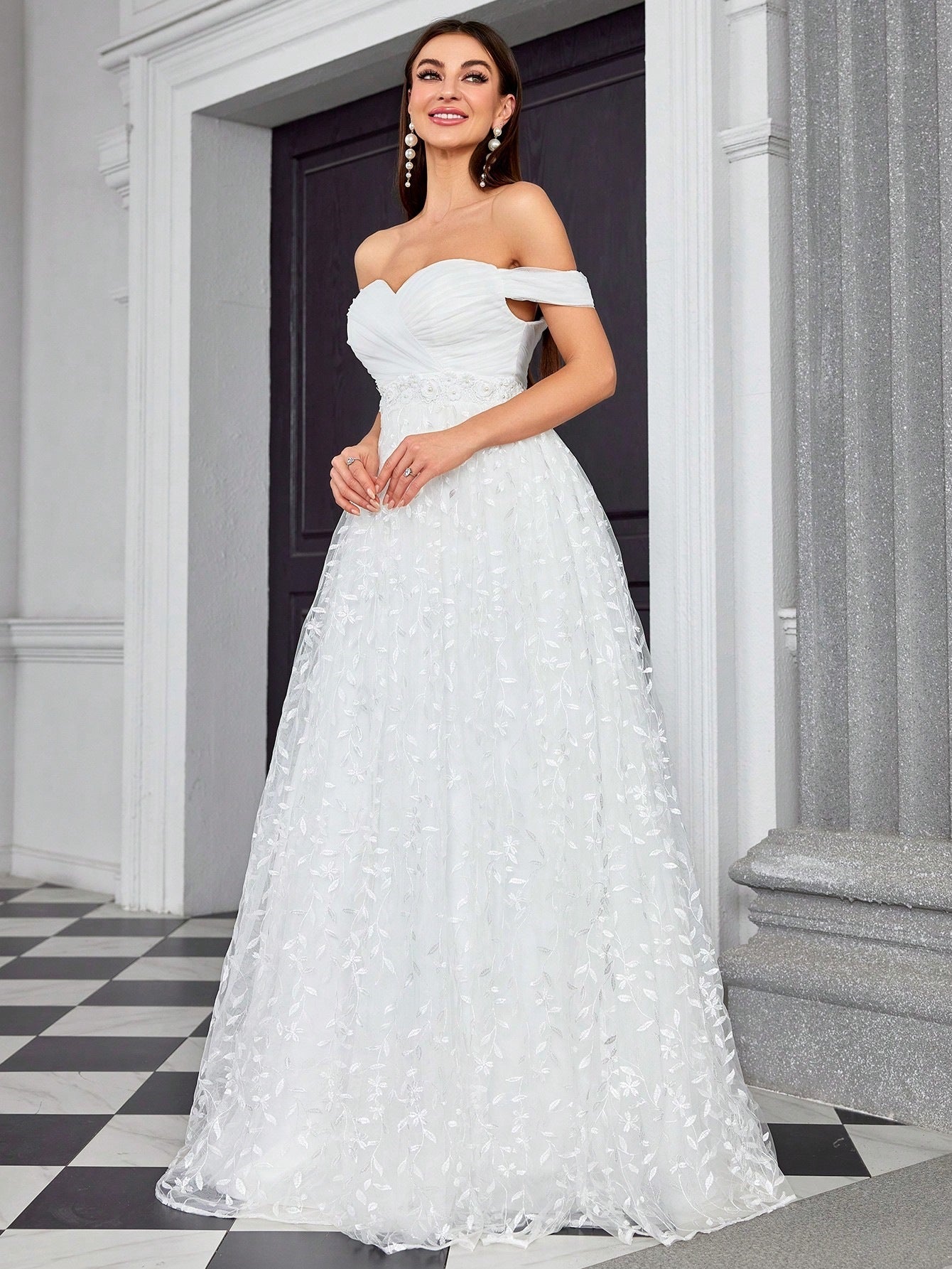 Sweetheart Off-Shoulder Light Wedding Dress