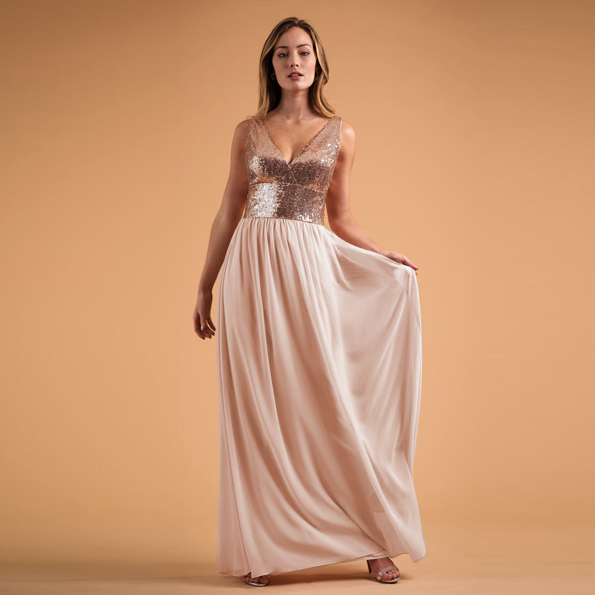 Sleeveless Sequin Bridesmaid Dress