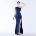 Beaded Ostrich Feather Evening Dress