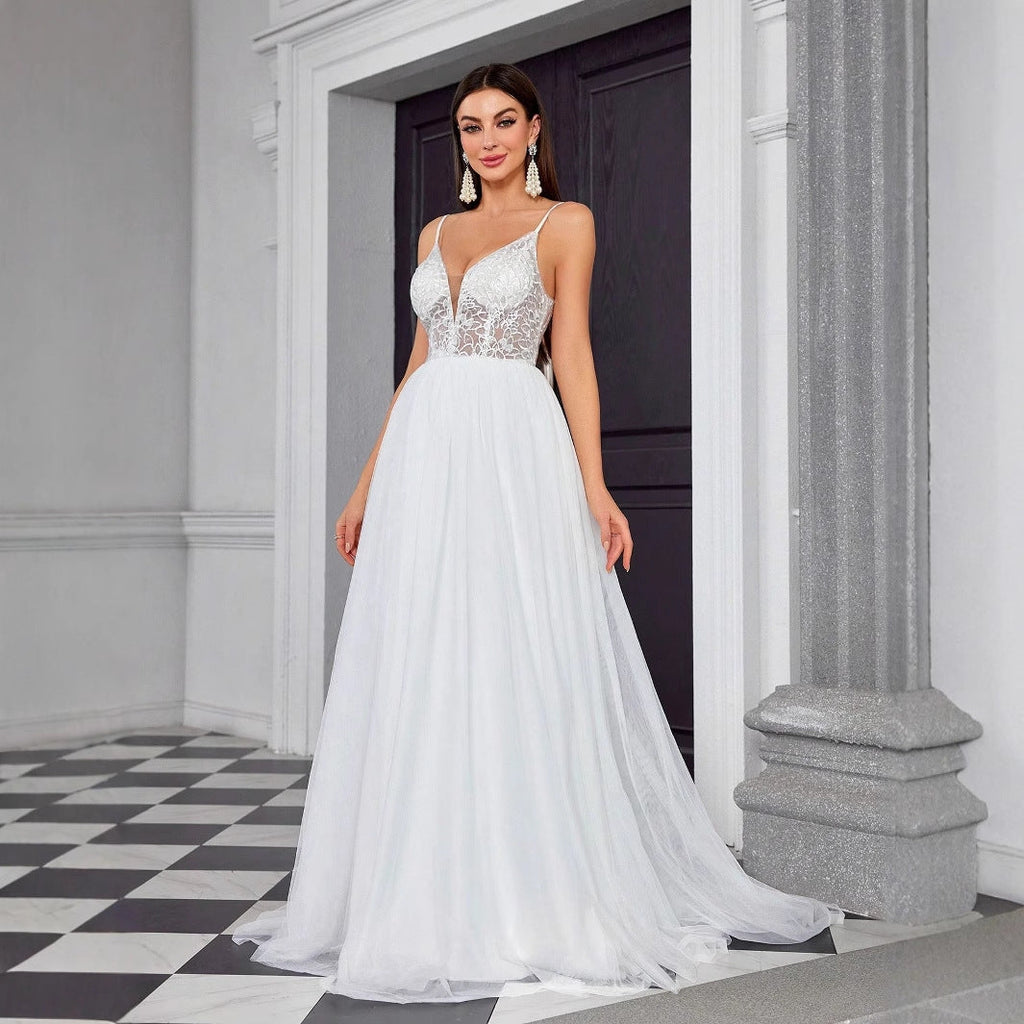 Suspender Tube Top Light Wedding Dress