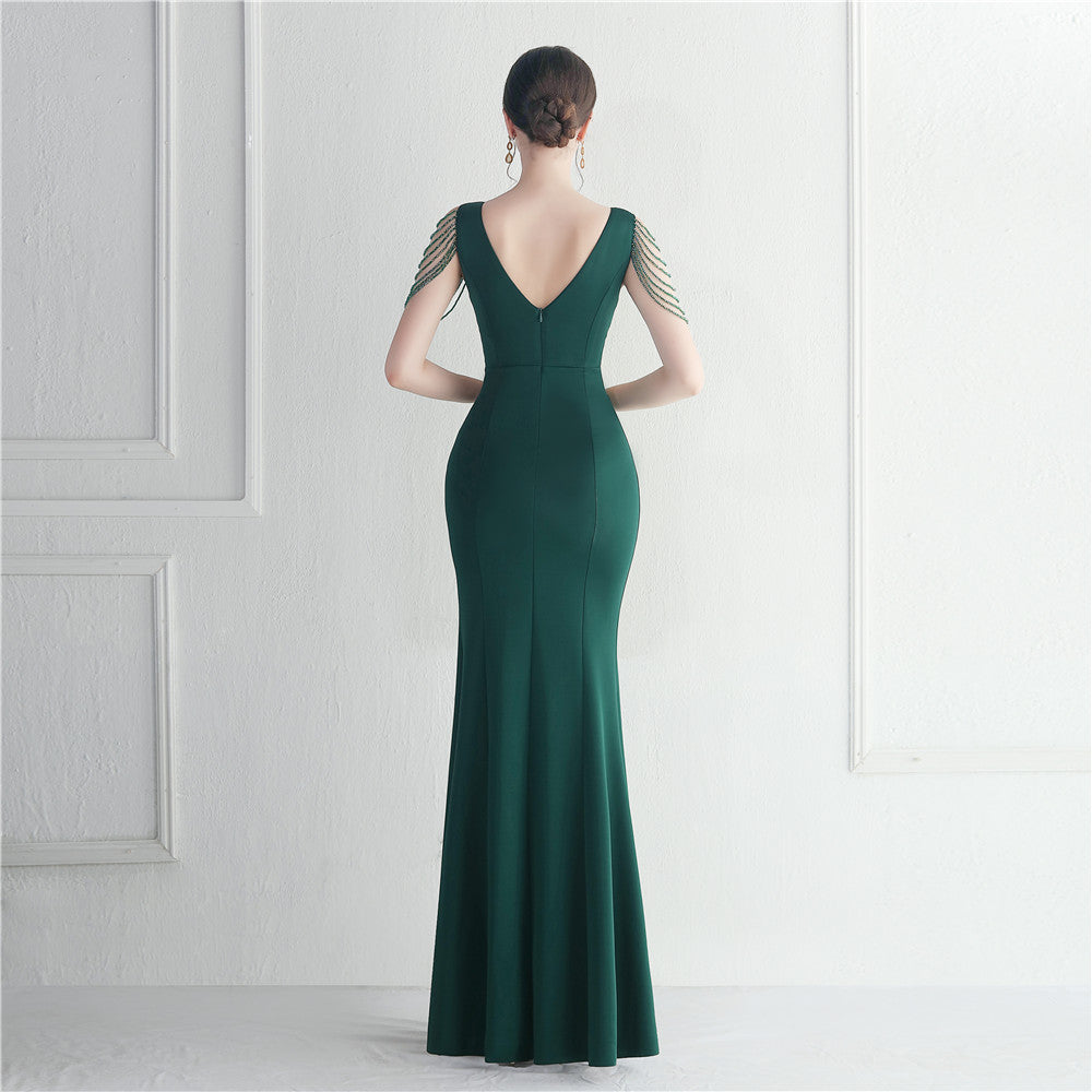 Rhinestone Star Beaded Evening Dress