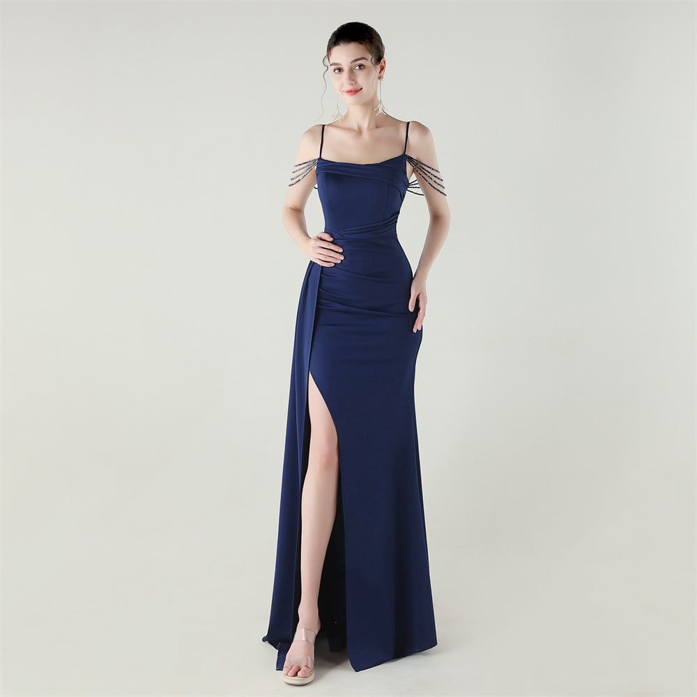 Beaded Chain Bandeau Fishtail Dress