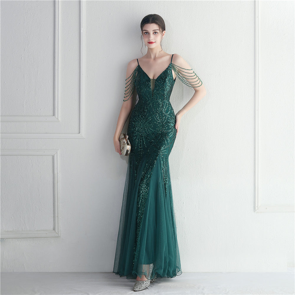 Beaded Camisole Evening Dress