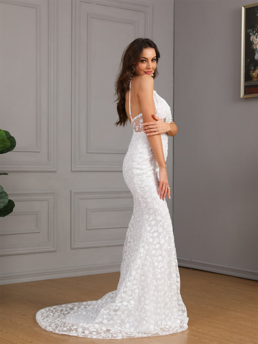 European and American Foreign Trade New Women's Clothing Amazon Sexy Sleeveless Suspender Tail Slim Wedding Dress Wedding Dress
