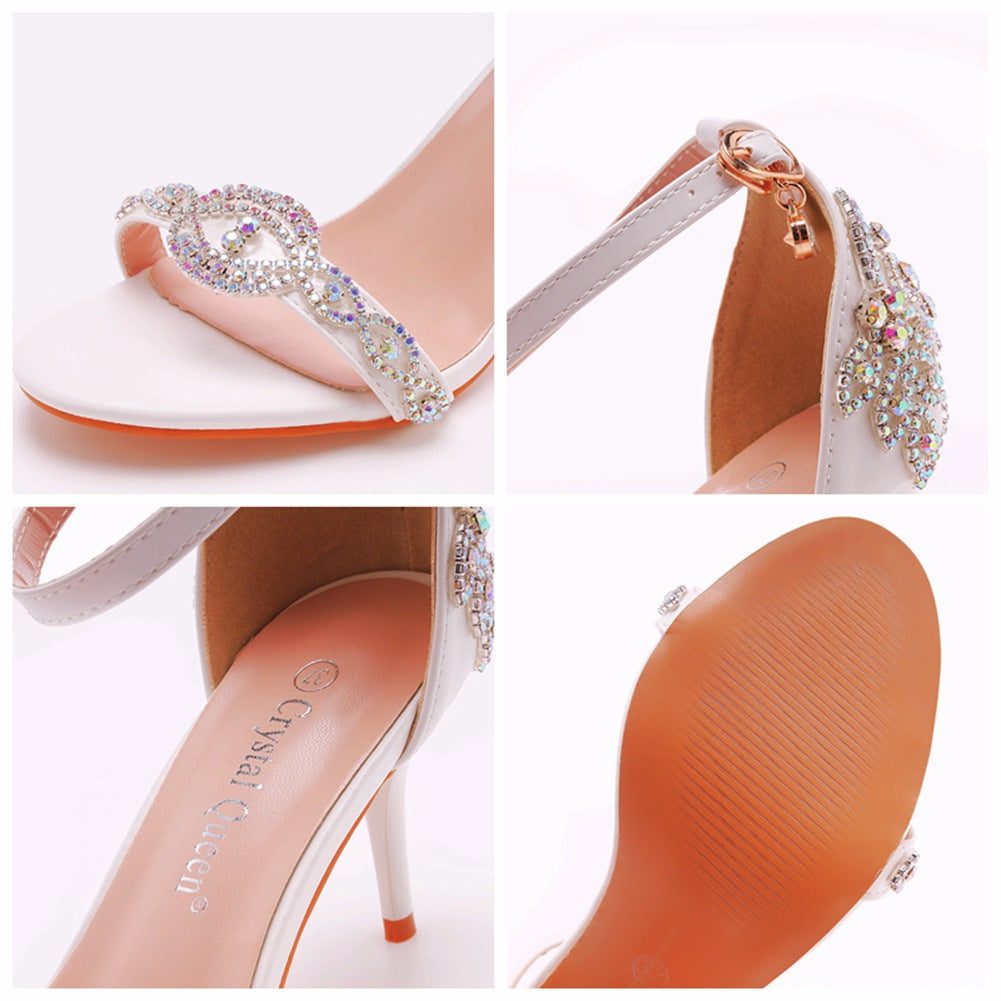 New Wedding Shoe Buckle with Pearl Sandals for Women's Sexy Open toed Party Nachtclub Stripping Shoes Steel Pipe Dance Shoes
