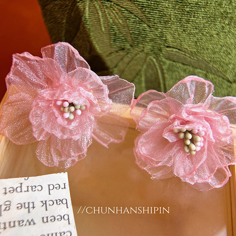 Dopamine Lace Flower Light Luxury High-grade Chiffon Suitable Ear Clip