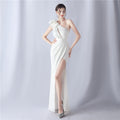 One-Shoulder 3D Floral Evening Dress