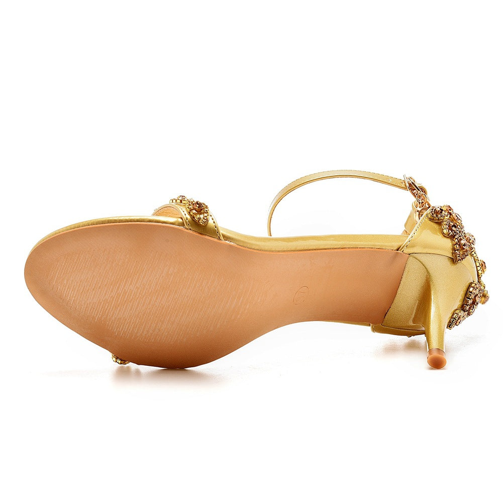 New Wedding Shoe Buckle with Pearl Sandals for Women's Sexy Open toed Party Nachtclub Stripping Shoes Steel Pipe Dance Shoes