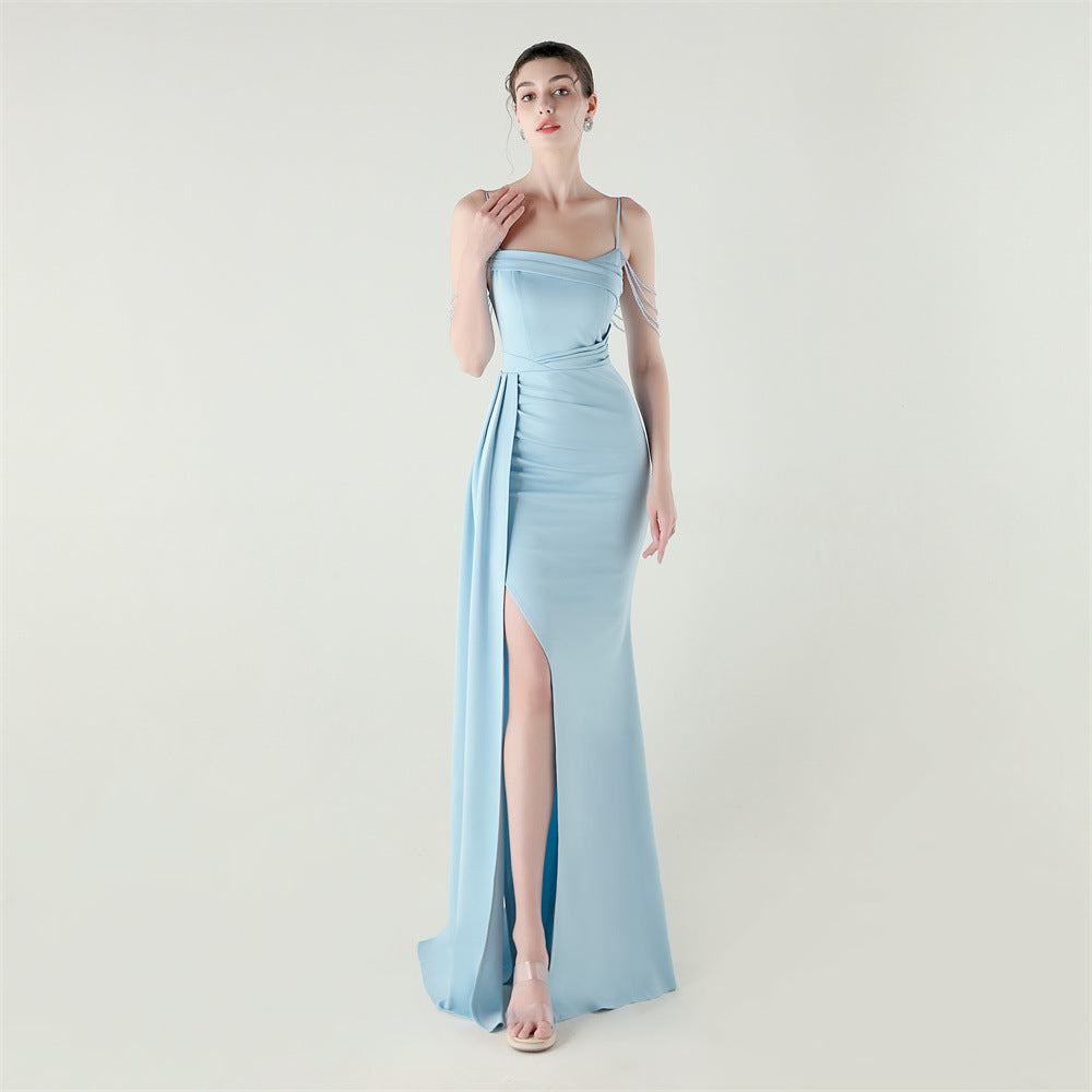 Beaded Chain Bandeau Fishtail Dress