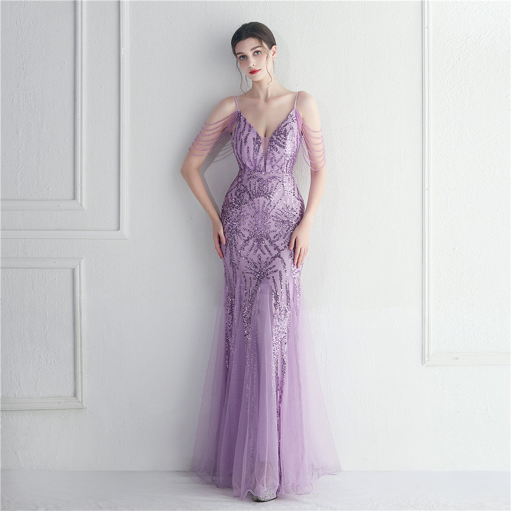 Beaded Camisole Evening Dress