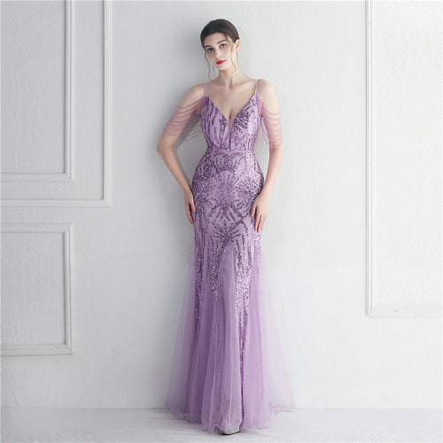 Beaded Camisole Evening Dress
