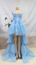 High-Low Tiered Blue Bridesmaid Dress