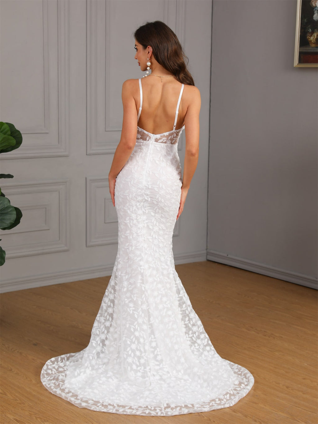 European and American Foreign Trade New Women's Clothing Amazon Sexy Sleeveless Suspender Tail Slim Wedding Dress Wedding Dress