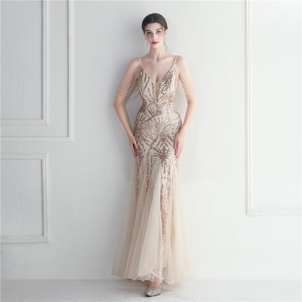 Beaded Camisole Evening Dress
