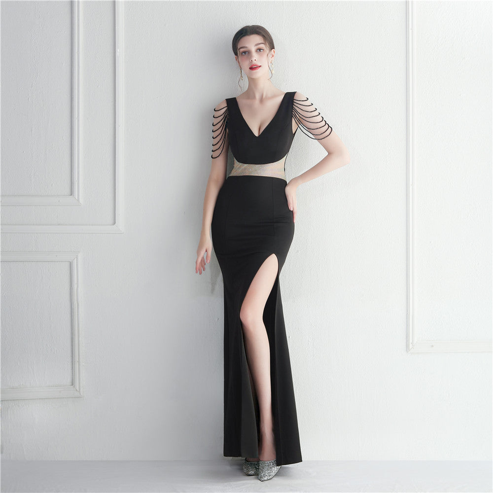 Rhinestone Star Beaded Evening Dress