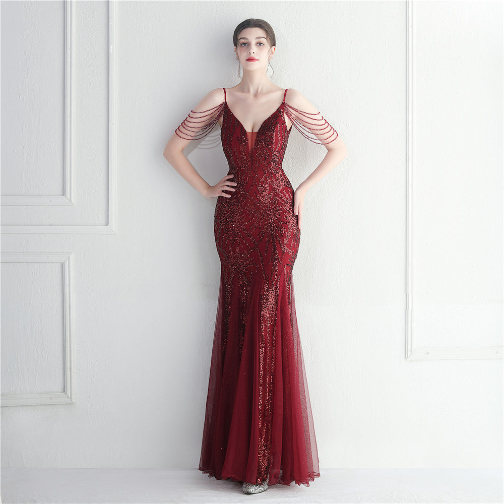 Beaded Camisole Evening Dress
