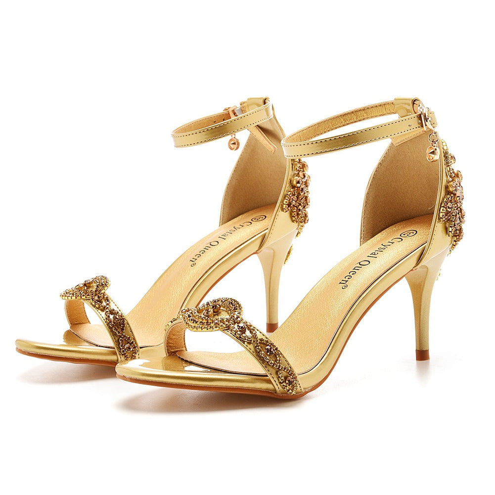 New Wedding Shoe Buckle with Pearl Sandals for Women's Sexy Open toed Party Nachtclub Stripping Shoes Steel Pipe Dance Shoes