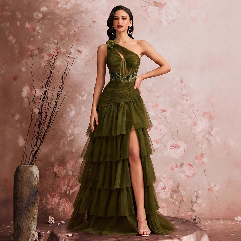 Tiered One-Shoulder Bridesmaid Dress