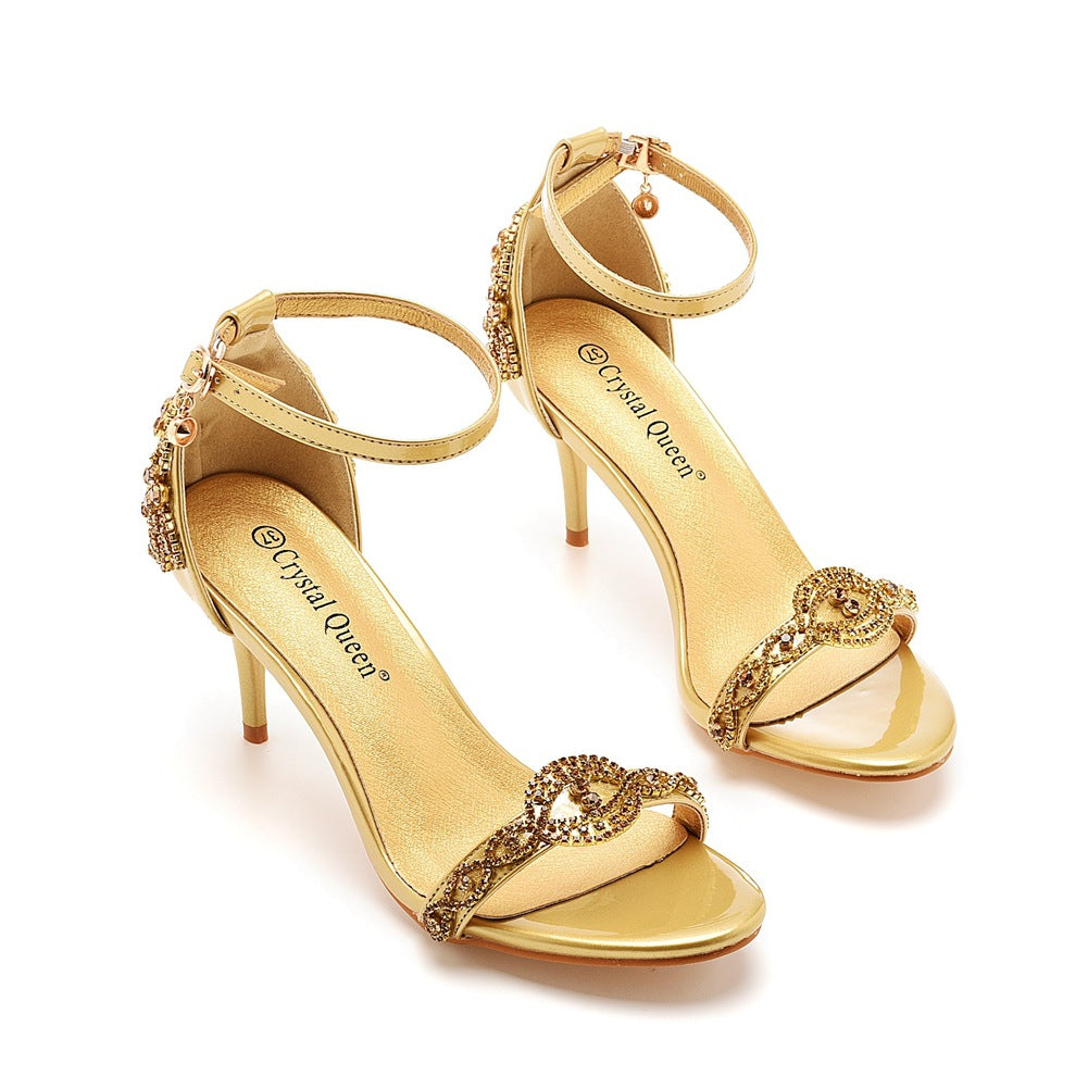 New Wedding Shoe Buckle with Pearl Sandals for Women's Sexy Open toed Party Nachtclub Stripping Shoes Steel Pipe Dance Shoes