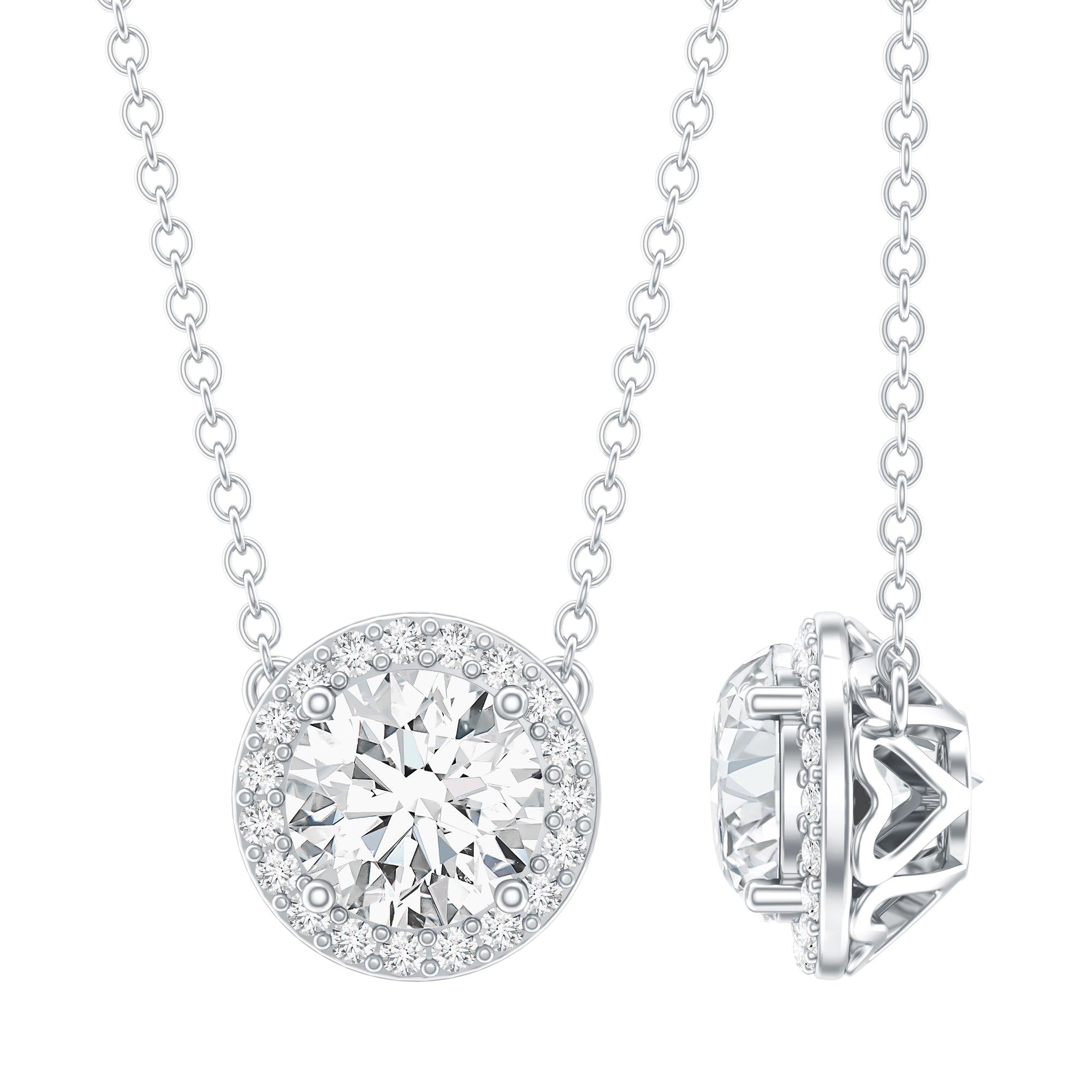 1 Carat Lab Grown Diamond Bridal Necklace with IGI Certificate