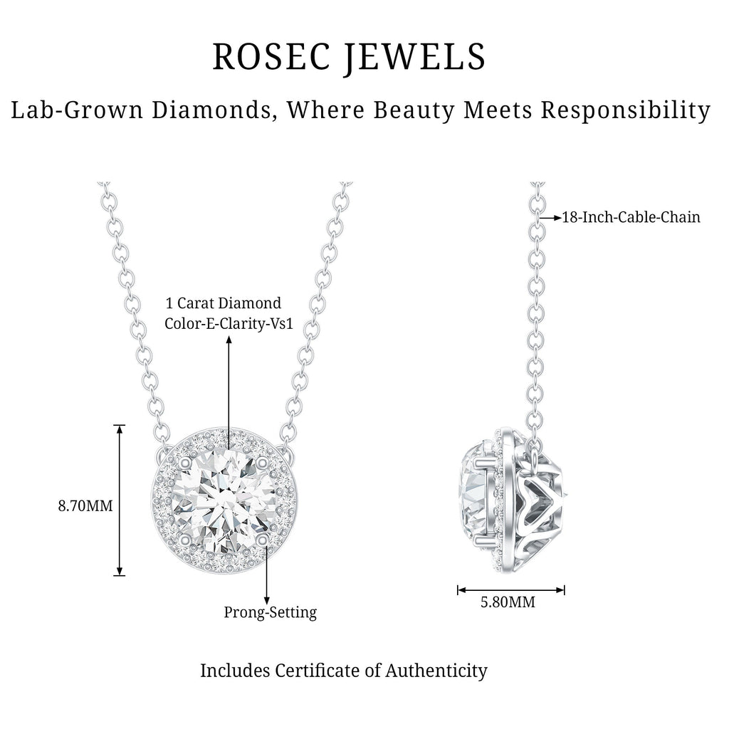 1 Carat Lab Grown Diamond Bridal Necklace with IGI Certificate