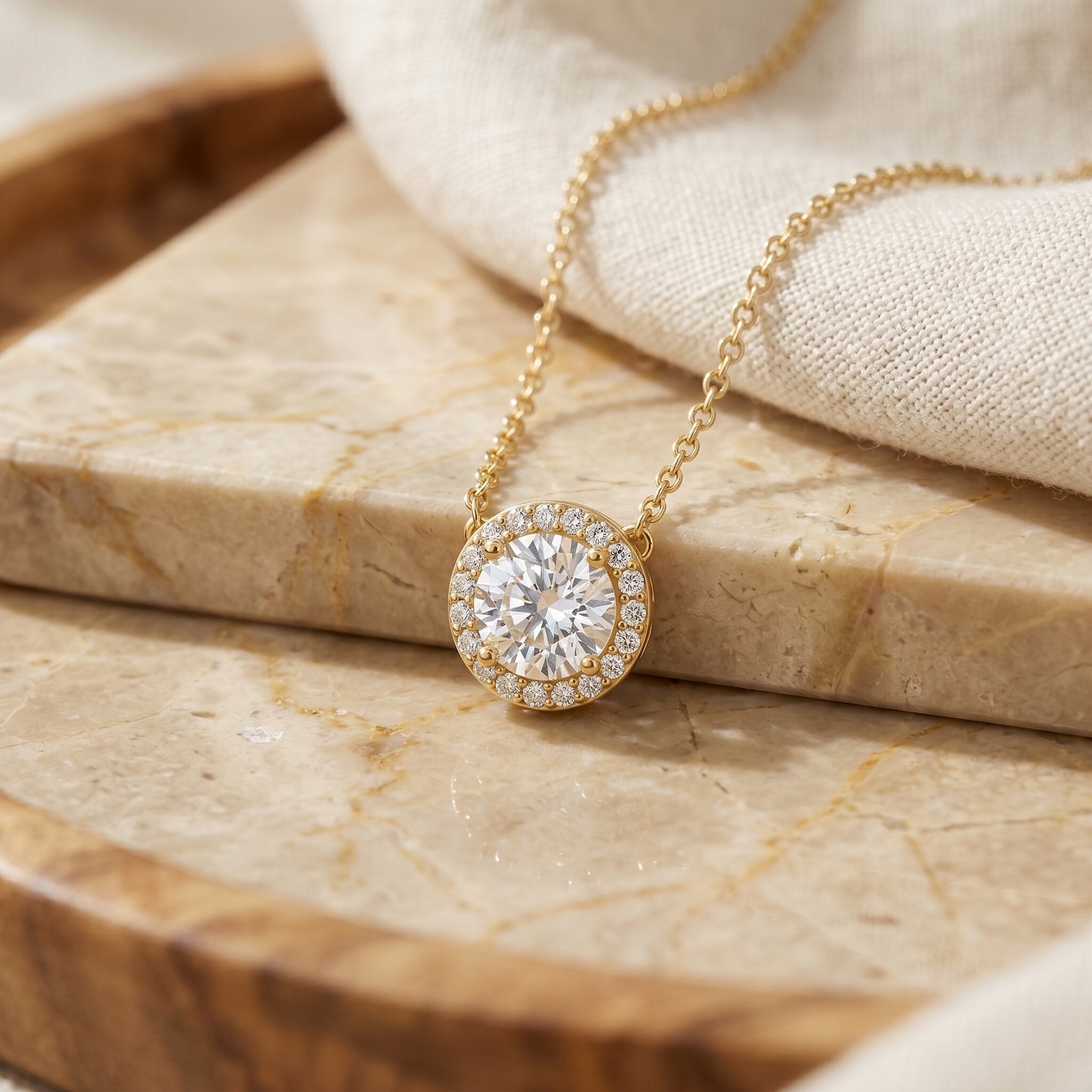 1 Carat Lab Grown Diamond Bridal Necklace with IGI Certificate