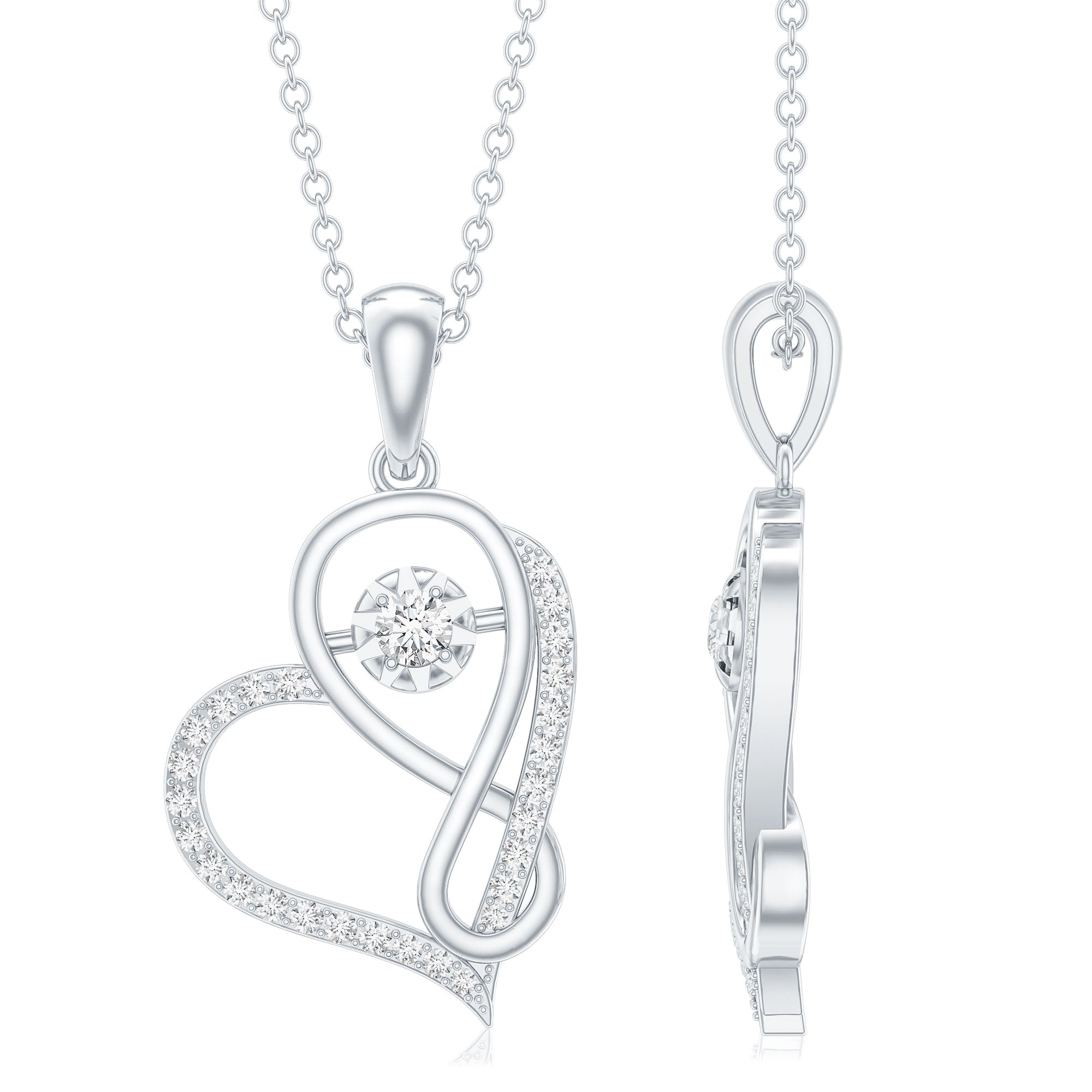 Lab Diamond Infinity Heart Necklace With Certificate