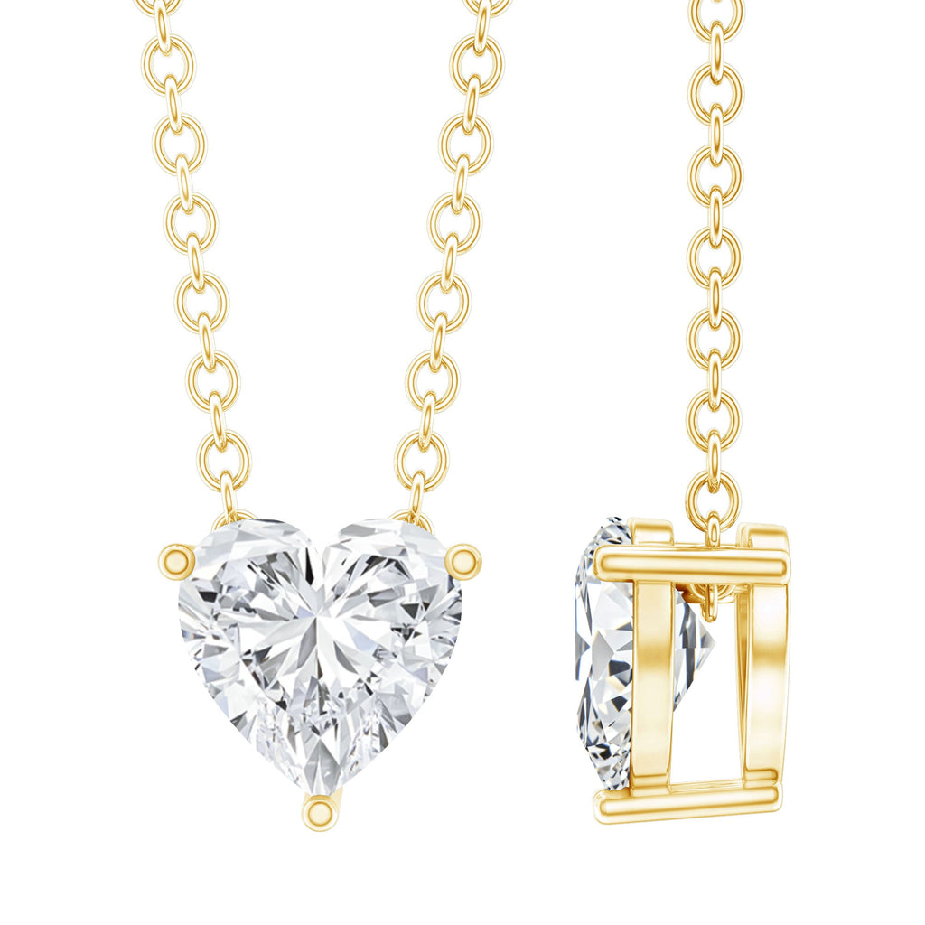 Certified Half Carat Moissanite Heart Promise Necklace with Silver Chain