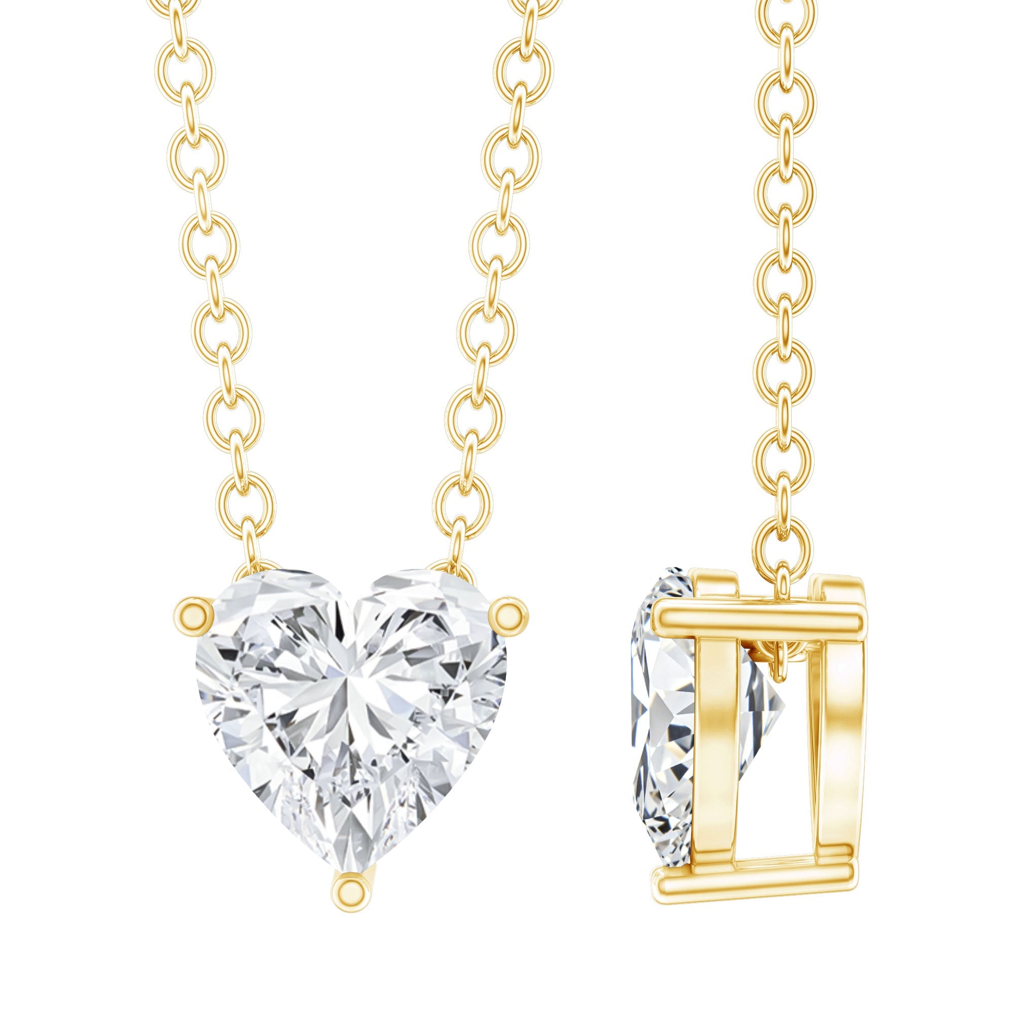 Certified Half Carat Moissanite Heart Promise Necklace with Silver Chain