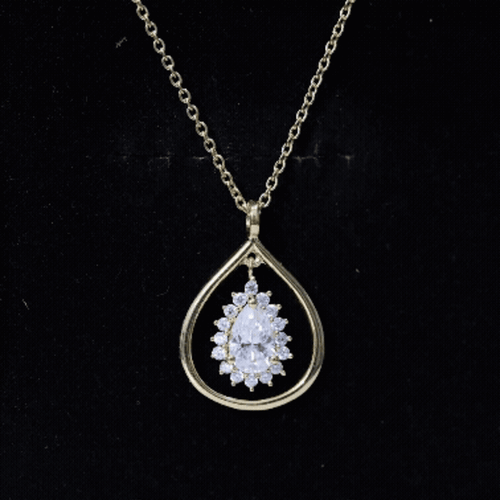 Certified Pear Shaped Moissanite Wedding Necklace for Bride