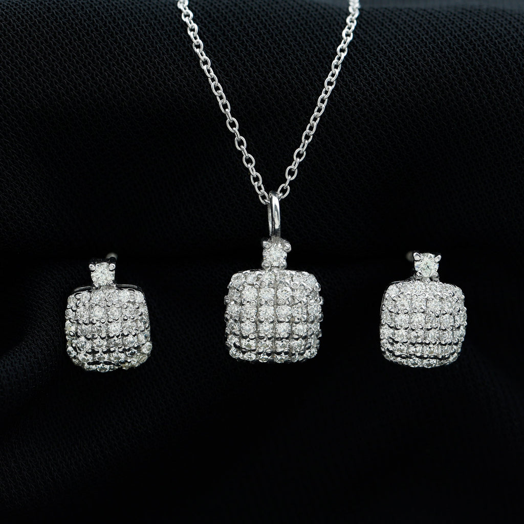 Certified Lab Grown Diamond Bridal Necklace Earring Set