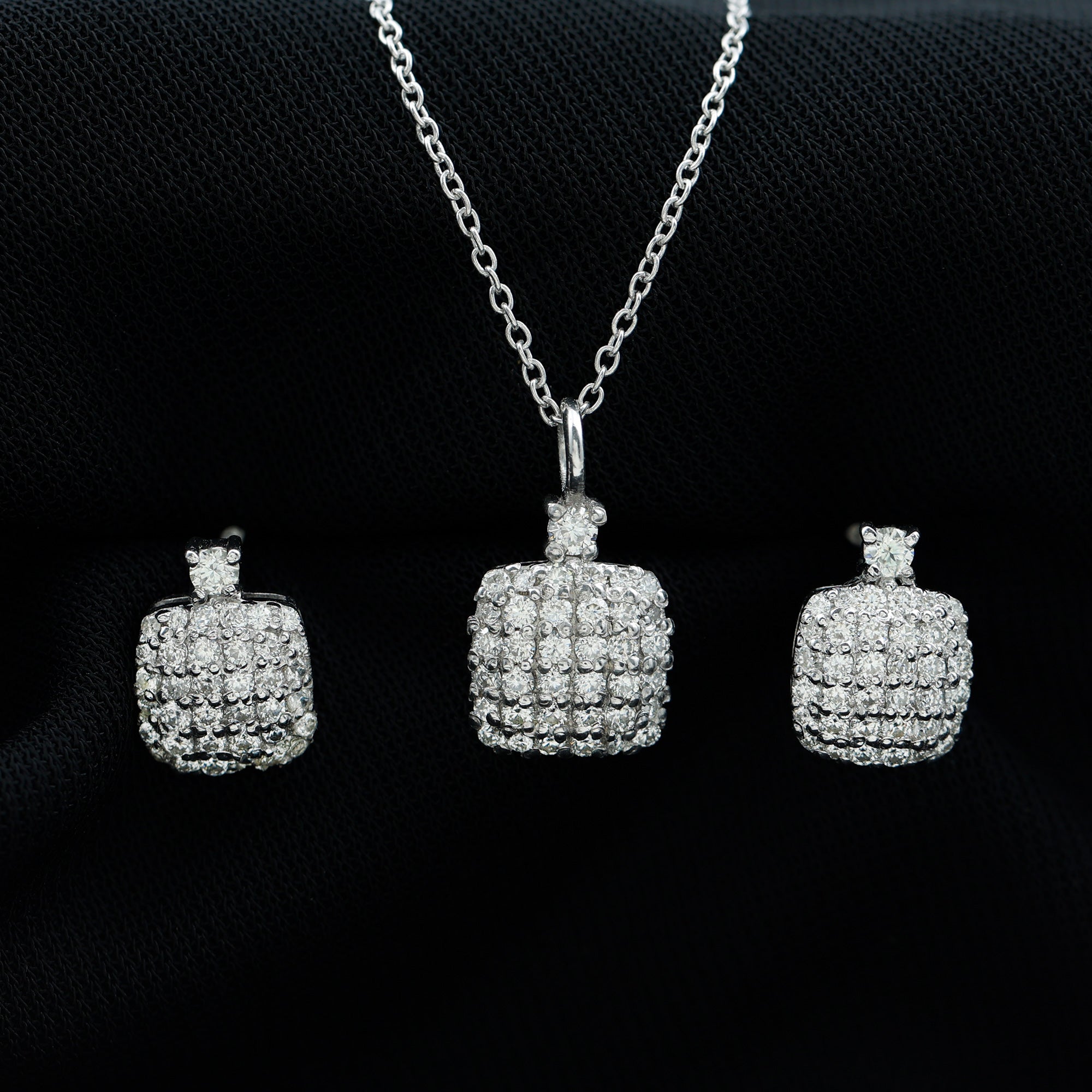 Certified Lab Grown Diamond Bridal Necklace Earring Set
