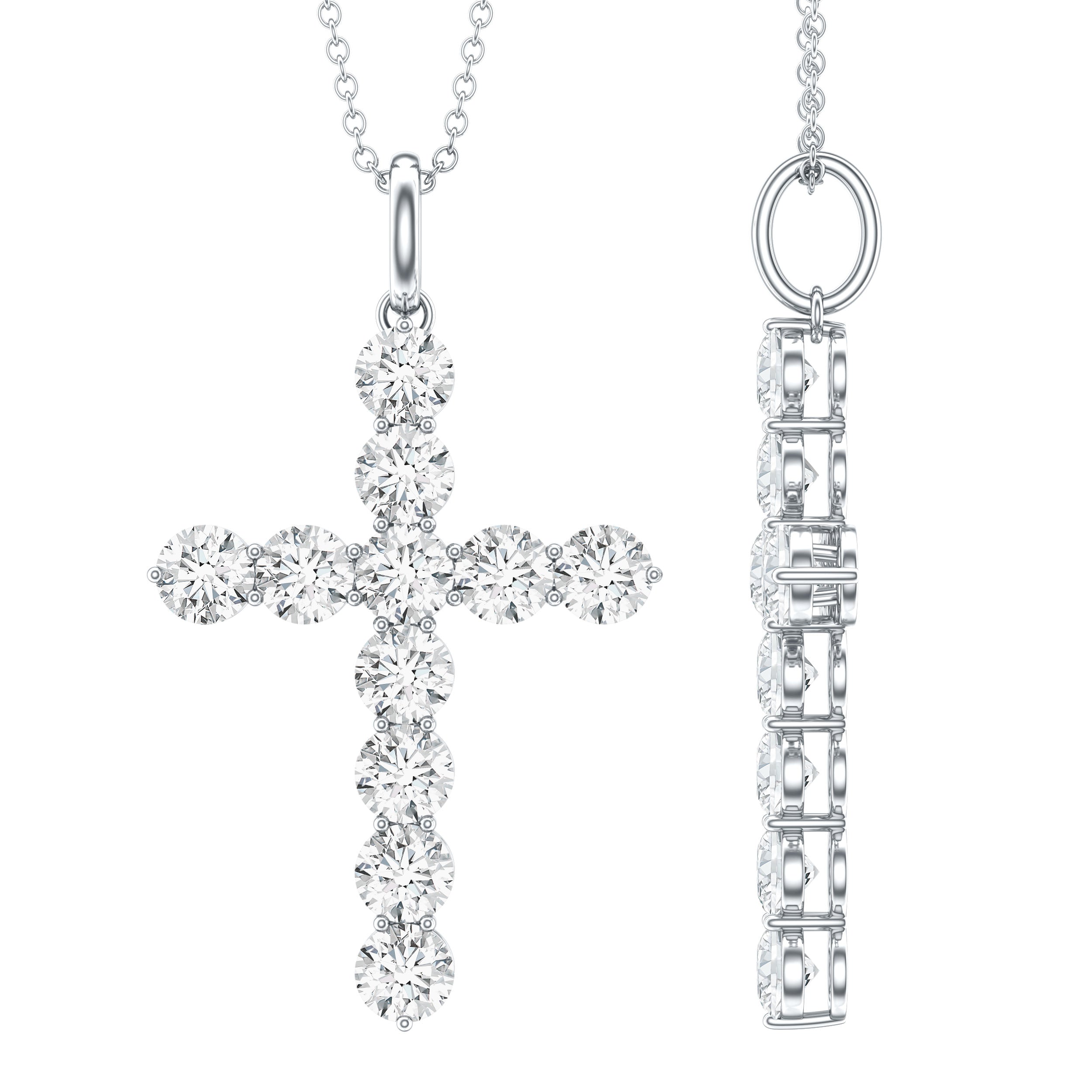 Lab Grown Diamond Catholic Cross Necklace for Women