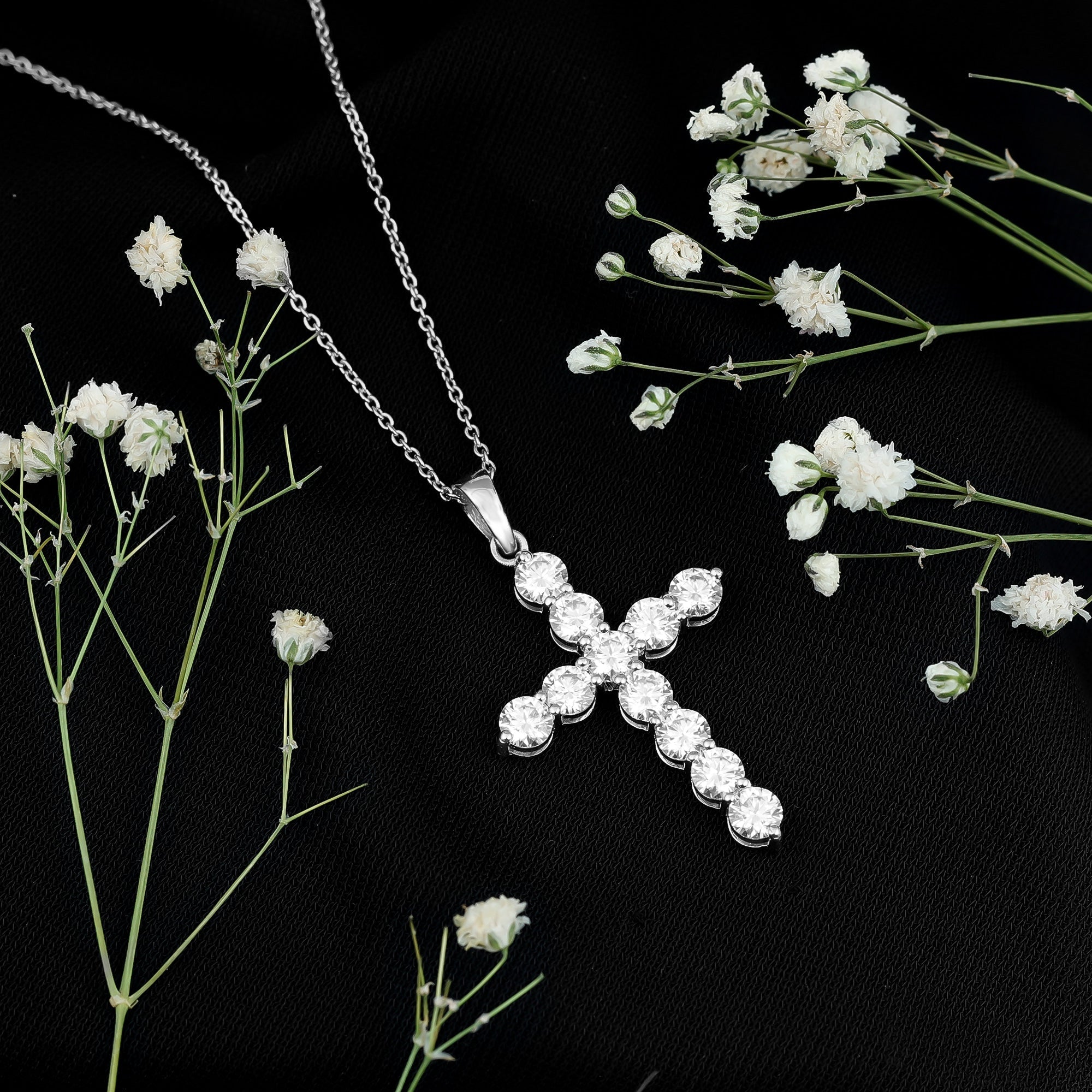 Lab Grown Diamond Catholic Cross Necklace for Women