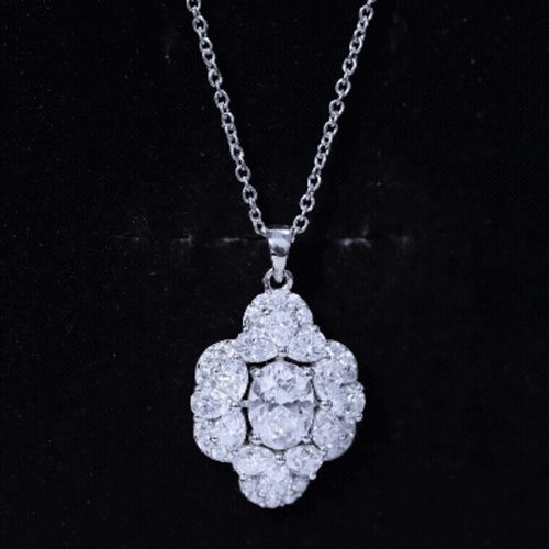 Certified Moissanite Flower Necklace for Wedding