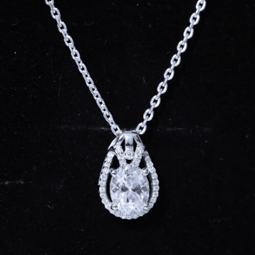 2 Carat Oval Cut Moissanite Drop Necklace For Wedding