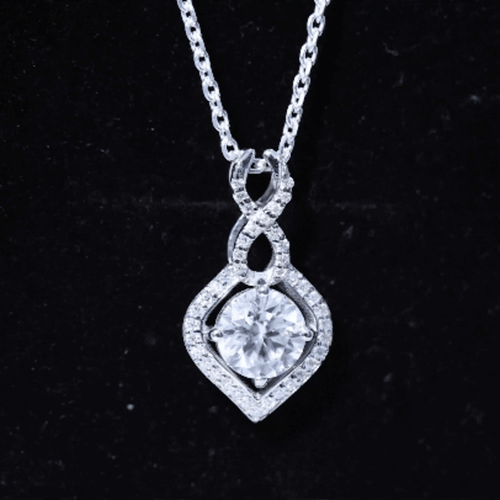 2.62 Carat Moissanite Wedding Necklace for Bride with Silver Chain