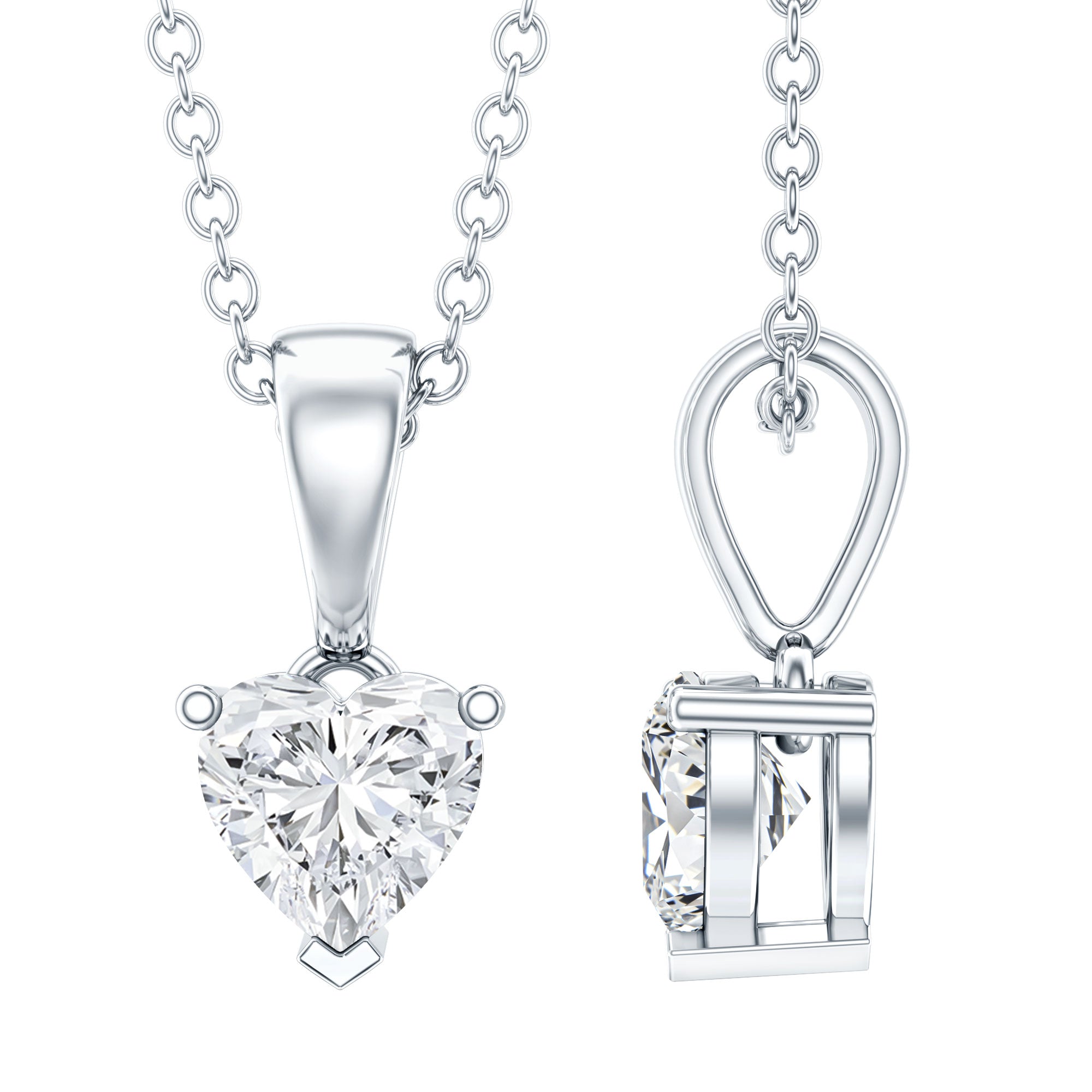 0.5 Carat Lab Grown Diamond Heart Necklace For Women