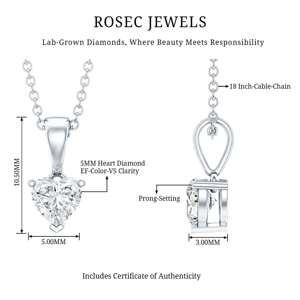 0.5 Carat Lab Grown Diamond Heart Necklace For Women