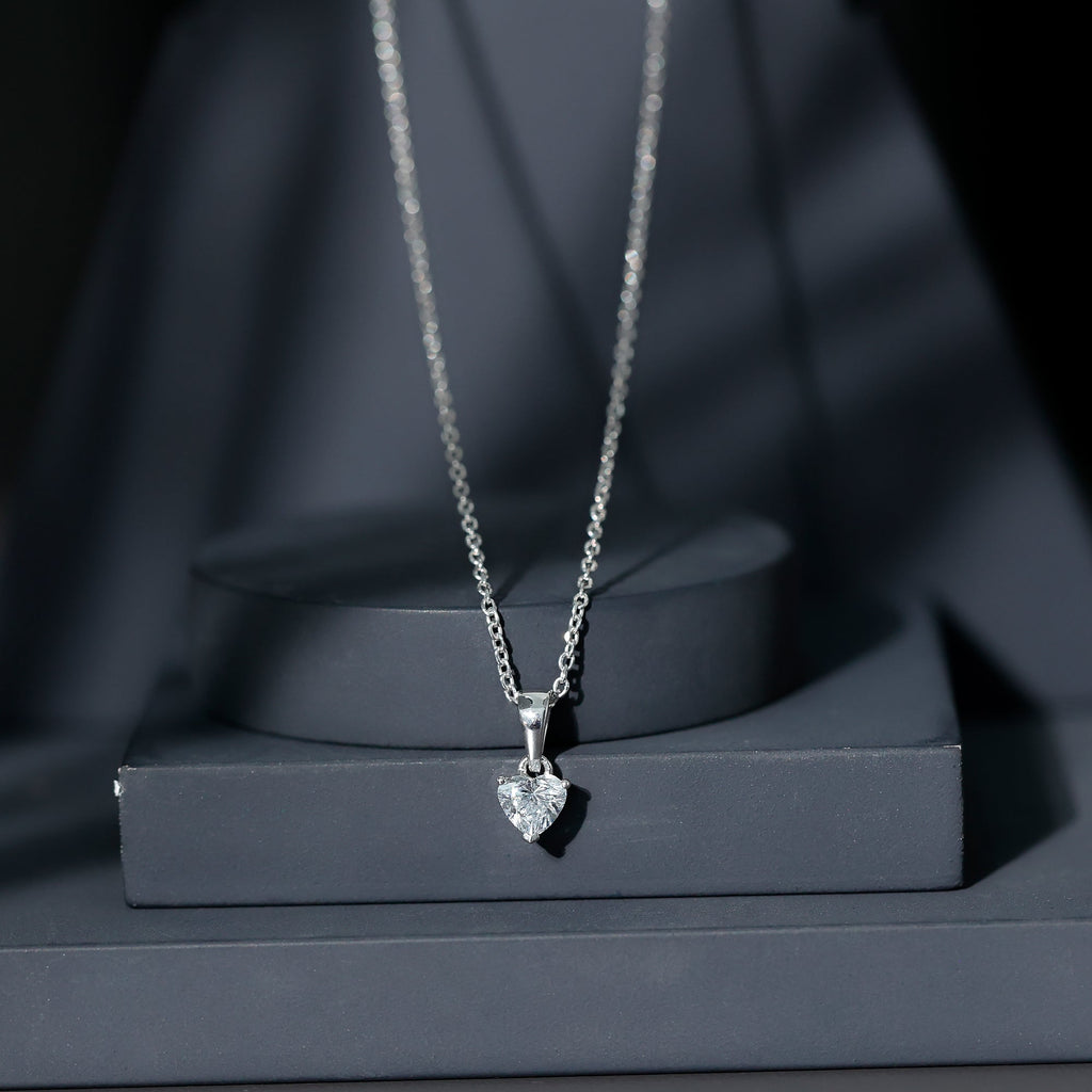 0.5 Carat Lab Grown Diamond Heart Necklace For Women