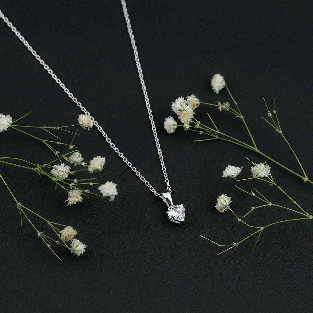 0.5 Carat Lab Grown Diamond Heart Necklace For Women