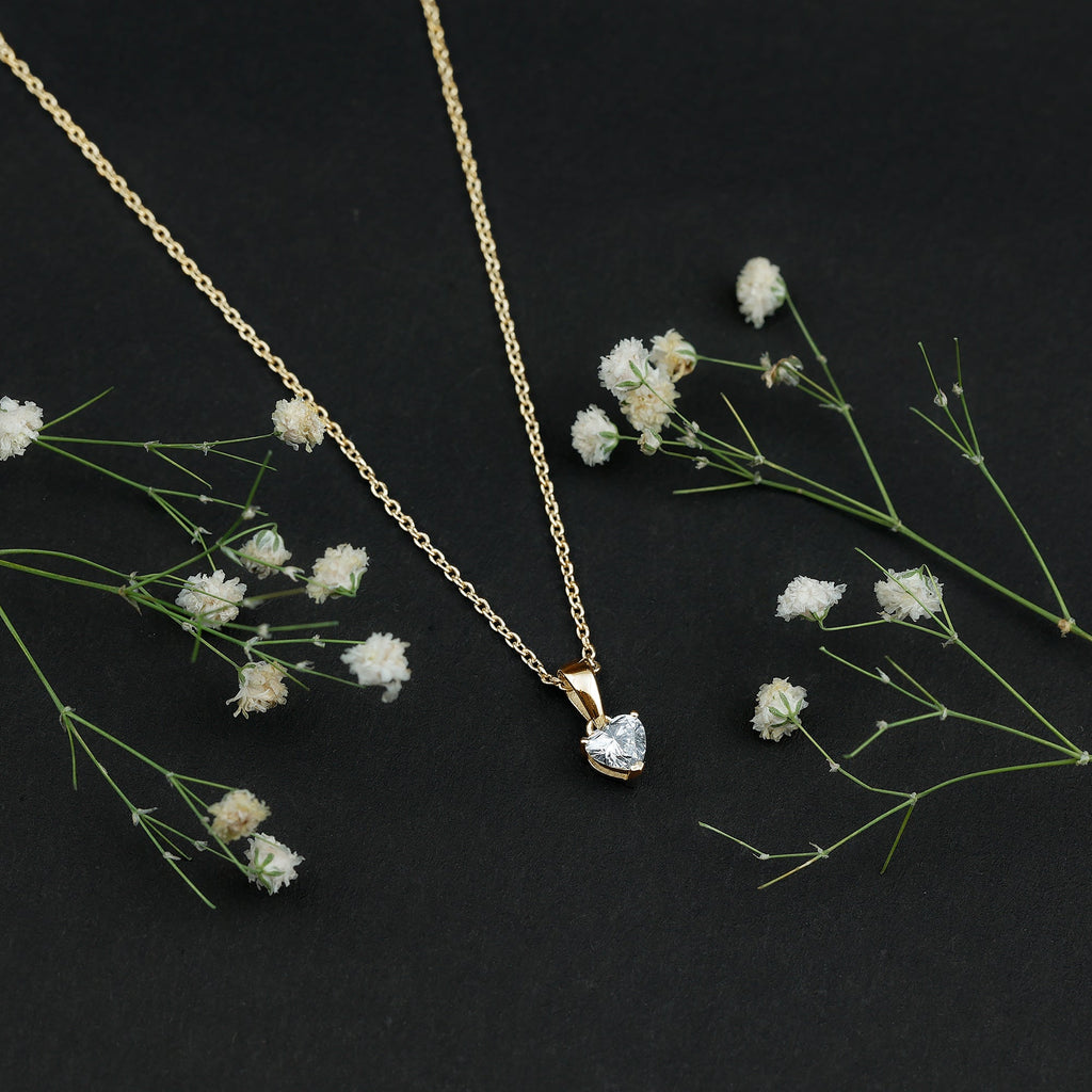 0.5 Carat Lab Grown Diamond Heart Necklace For Women